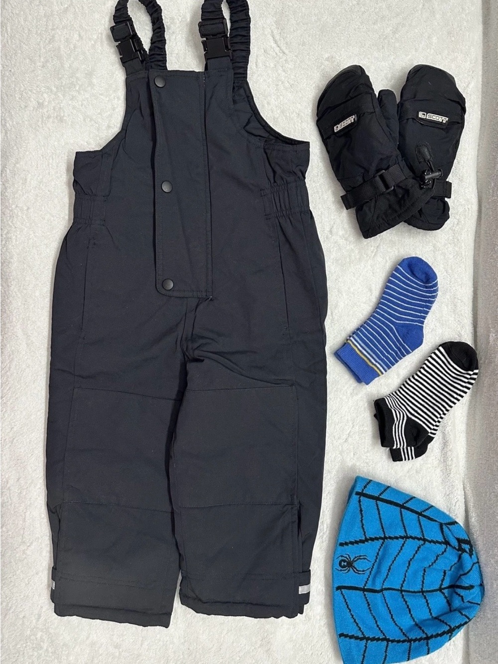 Winter Lot Boys Set Toddler Snow Bib Overalls Size 3-4y Pants,Hat,Gloves
